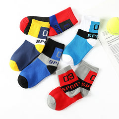 5 Pairs Kids Number Letter Crew Socks Warm Winter Boys Girls