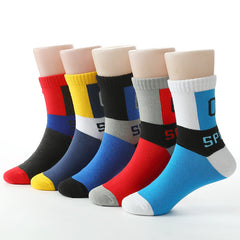 5 Pairs Kids Number Letter Crew Socks Warm Winter Boys Girls