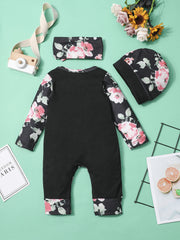 Newborn Infant Flowers Print Romper Set for Baby Girls
