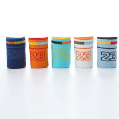 5 Pairs Kids Socks 23 Number Striped Crew Socks Warm Winter Girls Boys