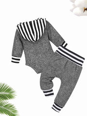 Baby Boys' Striped Hooded Romper & Pants Set