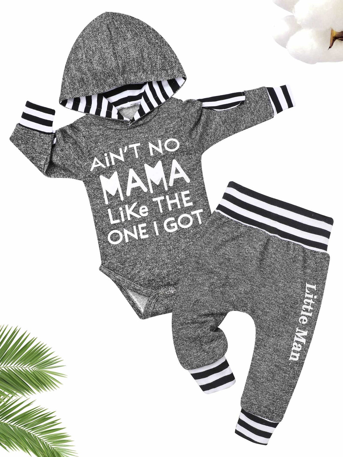 Baby Boys' Striped Hooded Romper & Pants Set
