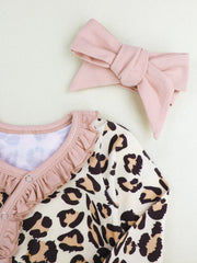 Baby Girls Leopard Print Romper & Bow Headband Set