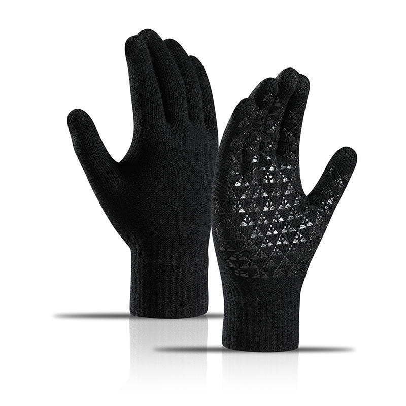 Winter Knitted Gloves Touch Screen Unisex Thicken Wool Mitten Outdoors Non slip