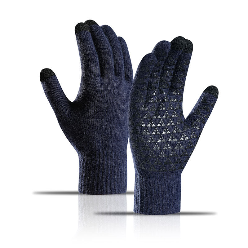 Winter Knitted Gloves Touch Screen Unisex Thicken Wool Mitten Outdoors Non slip