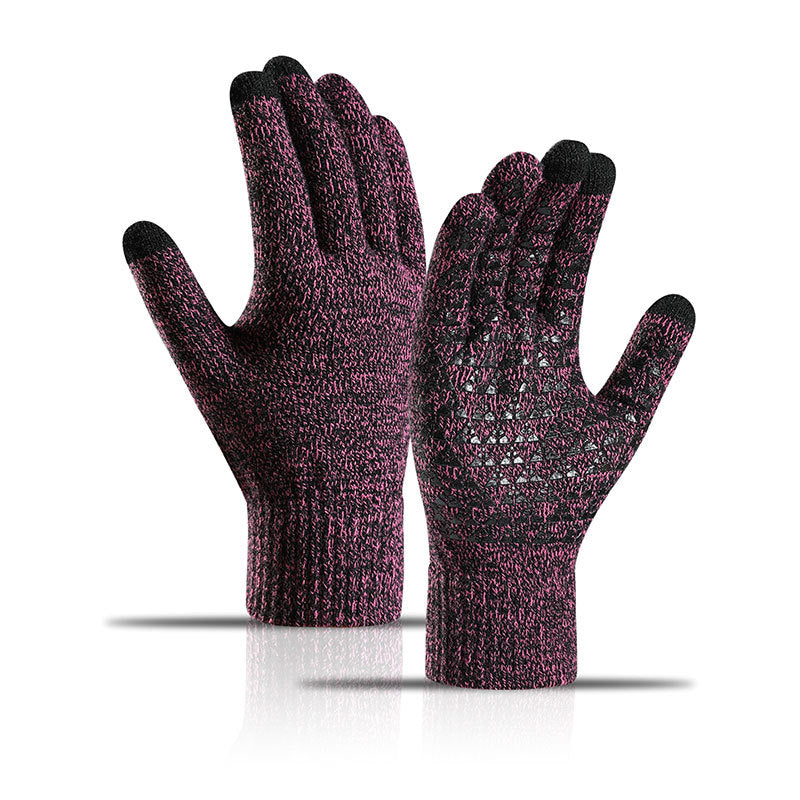 Winter Knitted Gloves Touch Screen Unisex Thicken Wool Mitten Outdoors Non slip