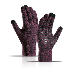 Winter Knitted Gloves Touch Screen Unisex Thicken Wool Mitten Outdoors Non slip