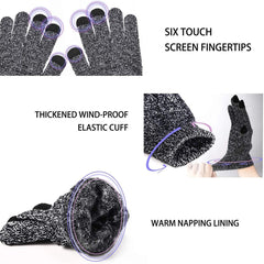 Winter Knitted Gloves Touch Screen Unisex Thicken Wool Mitten Outdoors Non slip