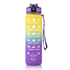 1L Water Bottle with Time Scale Leakproof Motivational Sport Cup