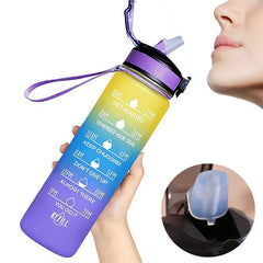 1L Water Bottle with Time Scale Leakproof Motivational Sport Cup
