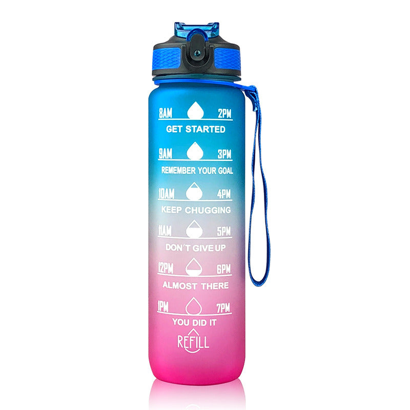 1L Water Bottle with Time Scale Leakproof Motivational Sport Cup