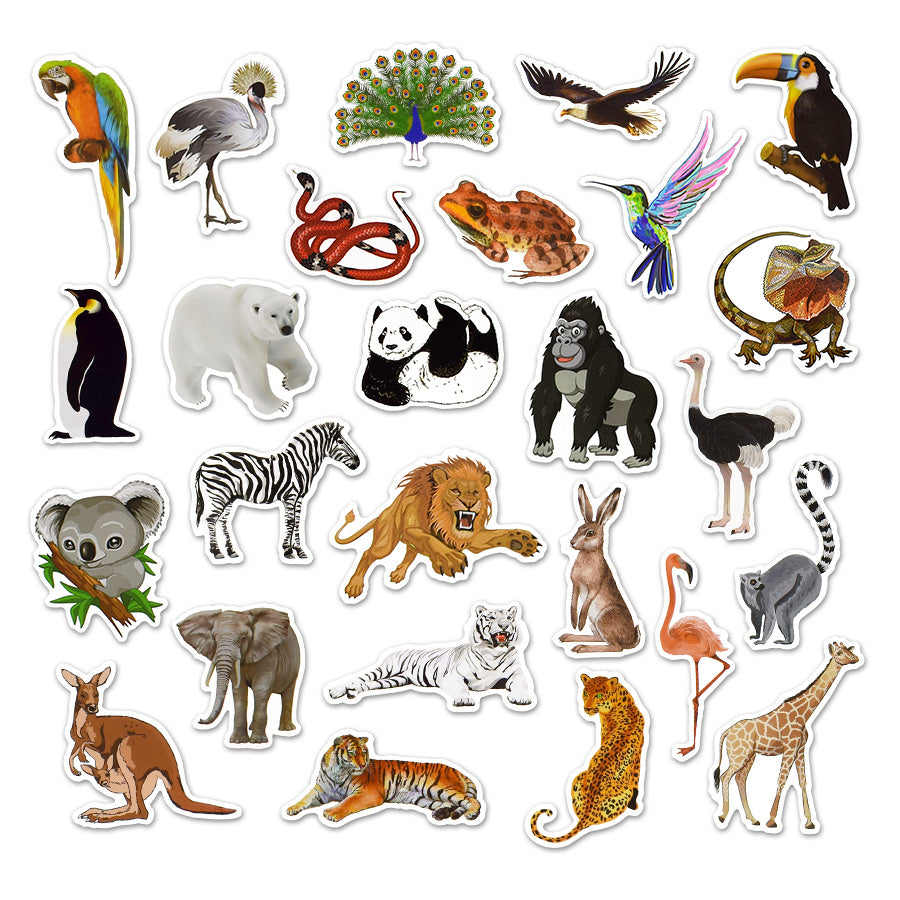 50pcs Zoo Animals Stickers DIY Cartoon Lion Stickers for Car Laptop Skateboard