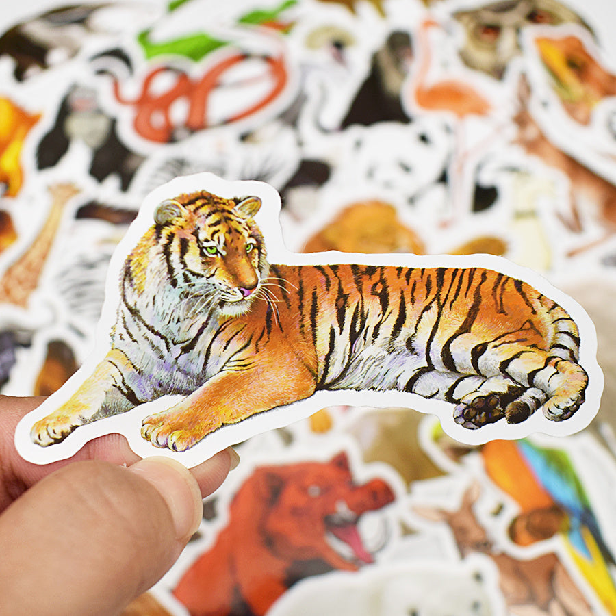 50pcs Zoo Animals Stickers DIY Cartoon Lion Stickers for Car Laptop Skateboard