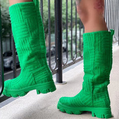 Women's Platform Knee High Boots Comfortable Slip On Shoes