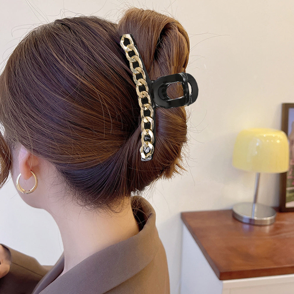 Butterfly Faux Pearl Chain Hair Claw Clip Non Slip Grip Hair Jaw Clip