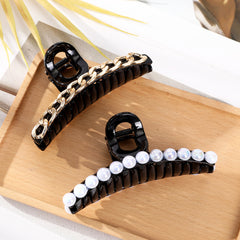 Butterfly Faux Pearl Chain Hair Claw Clip Non Slip Grip Hair Jaw Clip