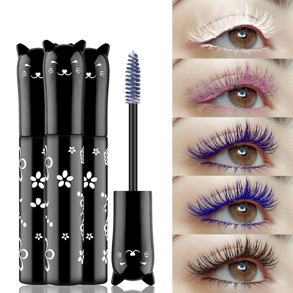 Waterproof Mascara 6 Colors Curl Defined Eyelashes Pink Purple Coffee Ink
