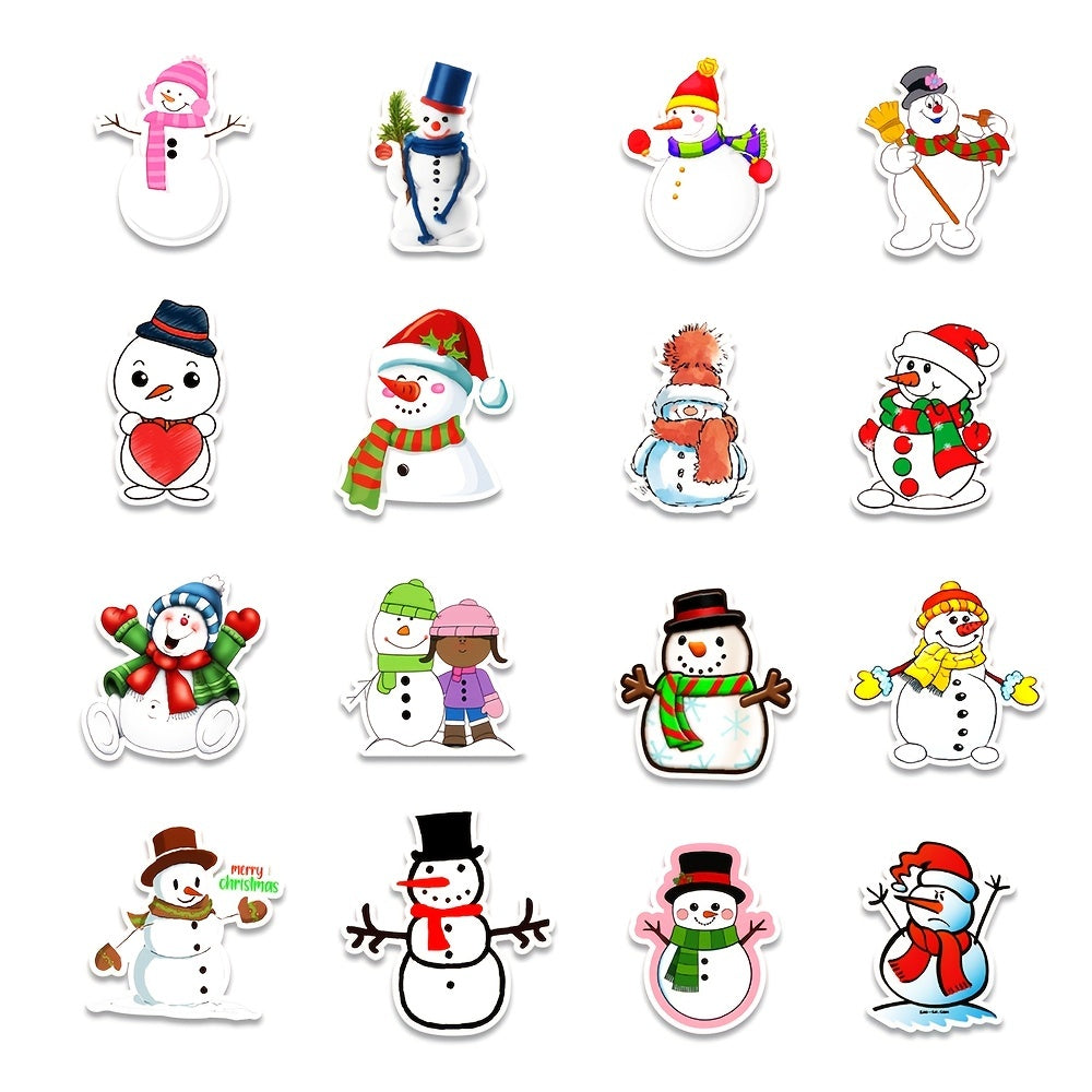 50Pcs Snowman Doodle Stickers Xmas Holiday Party Decor