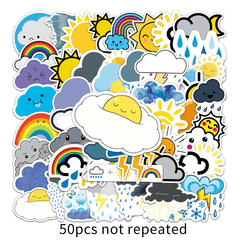 50pcs Weather Stickers Waterproof Doodle Stickers For Laptop