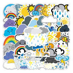 50pcs Weather Stickers Waterproof Doodle Stickers For Laptop