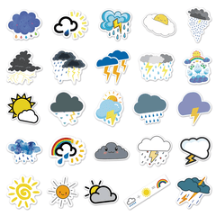 50pcs Weather Stickers Waterproof Doodle Stickers For Laptop