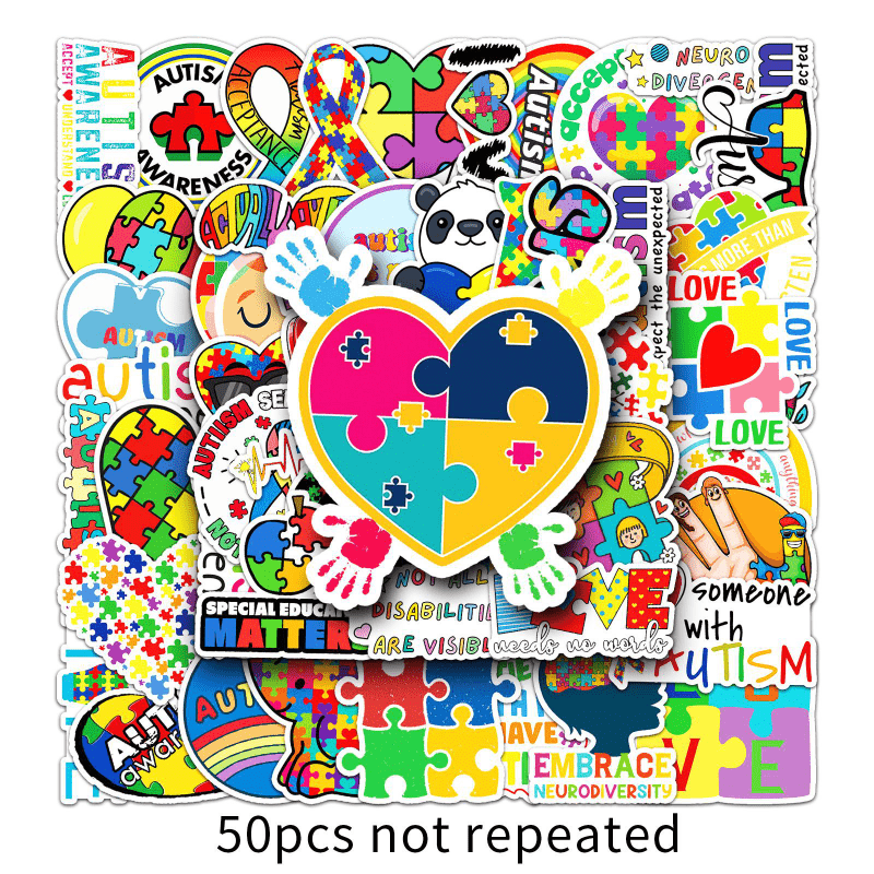 50pcs Autism Waterproof Graffiti Stickers