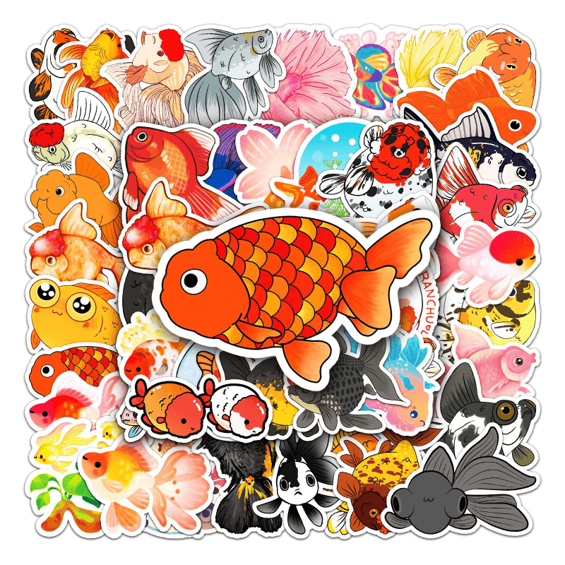 50pcs Goldfish Graffiti Stickers Waterproof Decorative Stickers