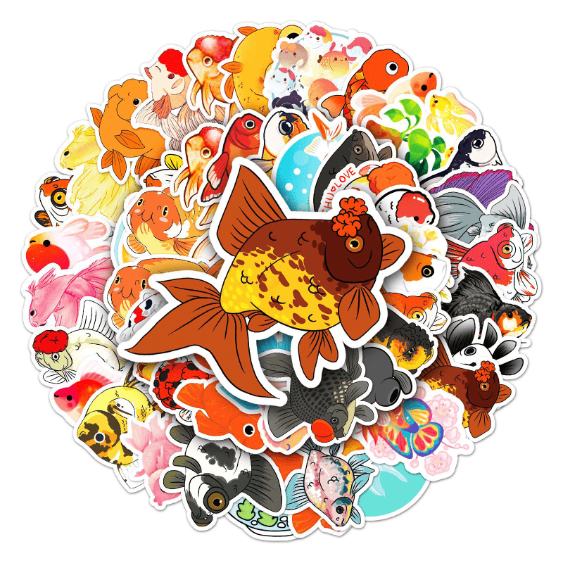 50pcs Goldfish Graffiti Stickers Waterproof Decorative Stickers
