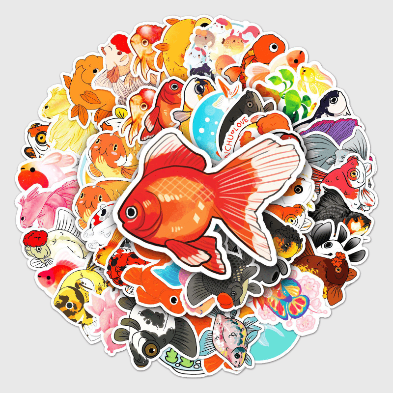 50pcs Goldfish Graffiti Stickers Waterproof Decorative Stickers