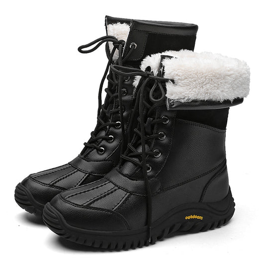 Women's Waterproof Snow Boots Faux Fur Lined Lace Up Platform