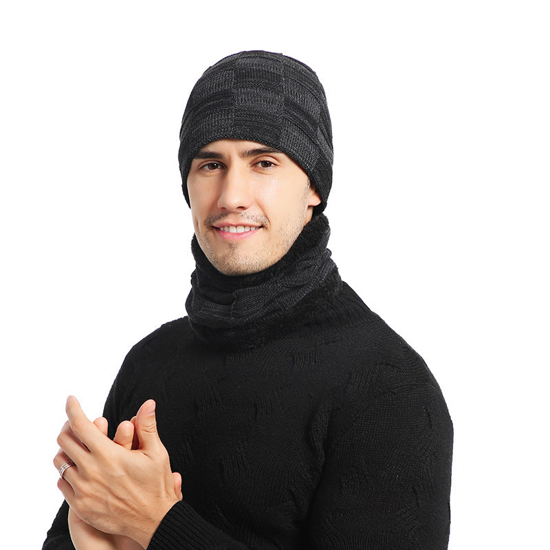 Men's Winter Warm Knitted Fleece Thick Scarf