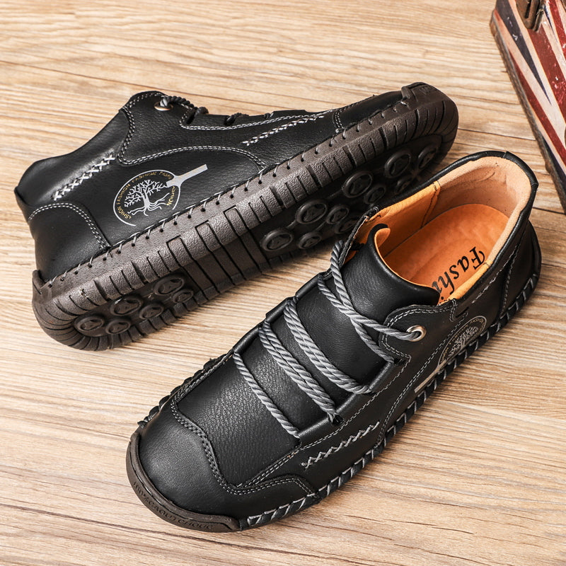 Men's Lace-up Microfiber Loafer Shoes for Walking