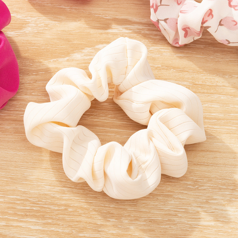 5pcs Sweet Floral Heart Pink Hair Scrunchies Ponytail Holders Hair Accessories