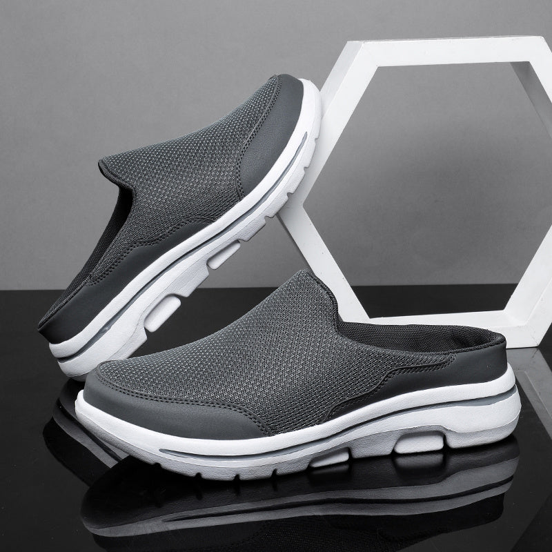 Men's Breathable Mesh Mules Lightweight Non-slip Shoes Dark Grey
