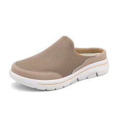 Men's Breathable Mesh Mules Lightweight Open Back Shoes Brown