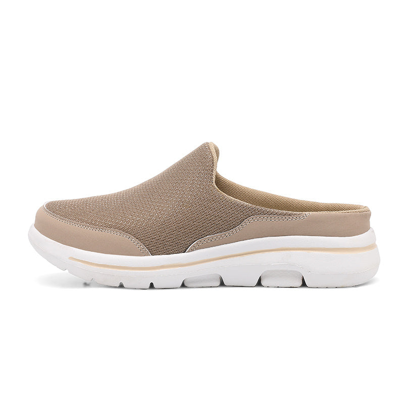 Men's Breathable Mesh Mules Lightweight Open Back Shoes Brown