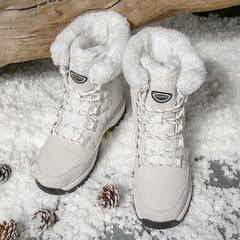 Waterproof Furry Fringe Snow Boots Outdoor Lace Up Platform Boots