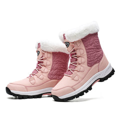Waterproof Furry Fringe Snow Boots Outdoor Lace Up Platform Boots