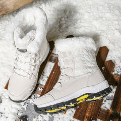 Waterproof Furry Fringe Snow Boots Outdoor Lace Up Platform Boots