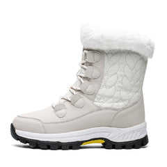 Waterproof Furry Fringe Snow Boots Outdoor Lace Up Platform Boots