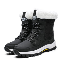 Waterproof Furry Fringe Snow Boots Outdoor Lace Up Platform Boots
