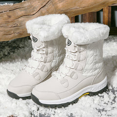 Waterproof Furry Fringe Snow Boots Outdoor Lace Up Platform Boots
