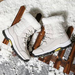 Waterproof Furry Fringe Snow Boots Outdoor Lace Up Platform Boots
