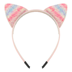 Sparkling Rainbow Cat Ears Headband Assorted Colour Fancy Dress