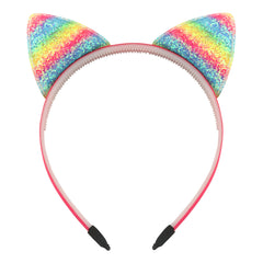 Sparkling Rainbow Cat Ears Headband Assorted Colour Fancy Dress