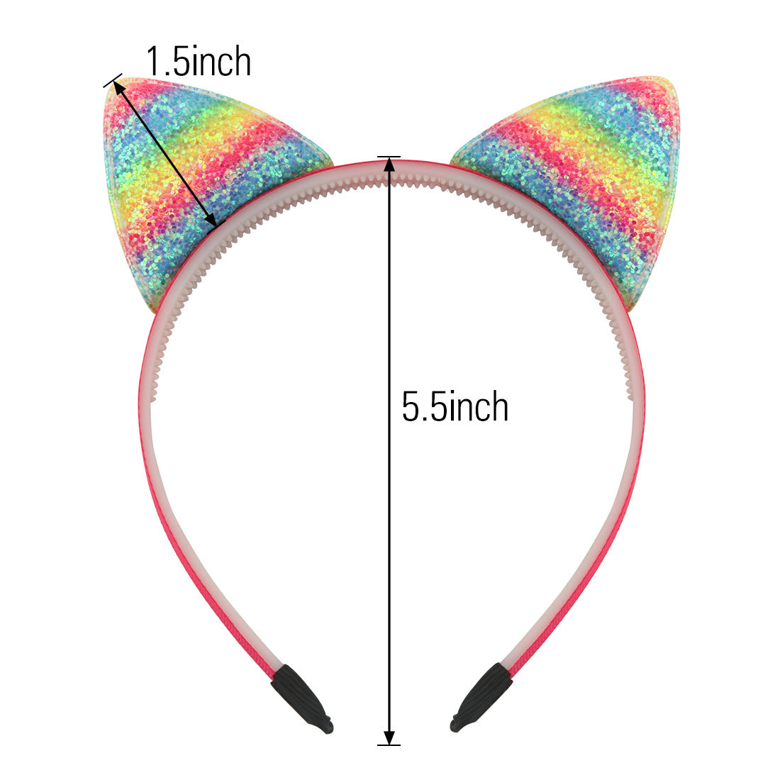 Sparkling Rainbow Cat Ears Headband Assorted Colour Fancy Dress