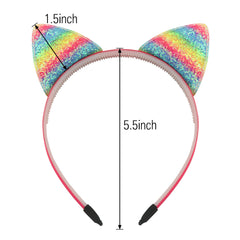 Sparkling Rainbow Cat Ears Headband Assorted Colour Fancy Dress