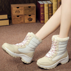 High Top Platform Snow Boots Warm Lace Up Boots Women's Footwear