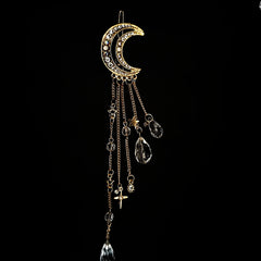 Rhinestone Beaded Dangle Hair Clip Fairy Crescent Moon Star Charm Barrette