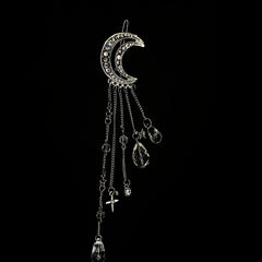 Rhinestone Beaded Dangle Hair Clip Fairy Crescent Moon Star Charm Barrette